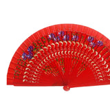 Maxbell Folding Hand Held Fan Versatile Wooden for Performance Dancing Props Wedding red