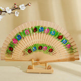 Maxbell Folding Hand Held Fan Versatile Wooden for Performance Dancing Props Wedding wood