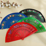 Maxbell Folding Hand Held Fan Versatile Wooden for Performance Dancing Props Wedding blue