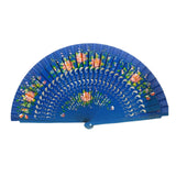 Maxbell Folding Hand Held Fan Versatile Wooden for Performance Dancing Props Wedding blue