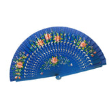 Maxbell Folding Hand Held Fan Versatile Wooden for Performance Dancing Props Wedding blue