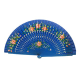 Maxbell Folding Hand Held Fan Versatile Wooden for Performance Dancing Props Wedding blue
