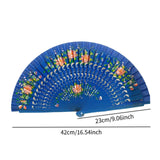 Maxbell Folding Hand Held Fan Versatile Wooden for Performance Dancing Props Wedding blue