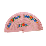 Maxbell Folding Hand Held Fan Versatile Wooden for Performance Dancing Props Wedding pink