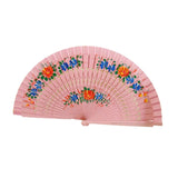 Maxbell Folding Hand Held Fan Versatile Wooden for Performance Dancing Props Wedding pink