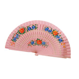 Maxbell Folding Hand Held Fan Versatile Wooden for Performance Dancing Props Wedding pink