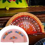 Maxbell Folding Hand Held Fan Versatile Wooden for Performance Dancing Props Wedding pink