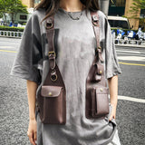 Maxbell Underarm Shoulder Bag Satchel Outdoor Sports Women Men Multipurpose Vest Bag Brown