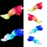 Maxbell Belly Dance Faux Silk Veil Fan Props Wedding Shows Handmade for Dancer Women Right hand red