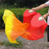 Maxbell Belly Dance Faux Silk Veil Fan Props Wedding Shows Handmade for Dancer Women Right hand red