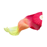 Maxbell Belly Dance Faux Silk Veil Fan Props Wedding Shows Handmade for Dancer Women Right hand red