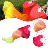 Maxbell Belly Dance Faux Silk Veil Fan Props Wedding Shows Handmade for Dancer Women Right hand red