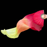 Maxbell Belly Dance Faux Silk Veil Fan Props Wedding Shows Handmade for Dancer Women Right hand red