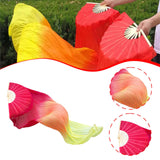 Maxbell Belly Dance Faux Silk Veil Fan Props Wedding Shows Handmade for Dancer Women Left Hand red