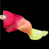 Maxbell Belly Dance Faux Silk Veil Fan Props Wedding Shows Handmade for Dancer Women Left Hand red