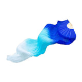 Maxbell Belly Dance Faux Silk Veil Fan Props Wedding Shows Handmade for Dancer Women Right hand blue