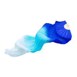 Maxbell Belly Dance Faux Silk Veil Fan Props Wedding Shows Handmade for Dancer Women Right hand blue