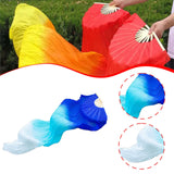 Maxbell Belly Dance Faux Silk Veil Fan Props Wedding Shows Handmade for Dancer Women Right hand blue