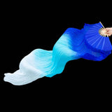 Maxbell Belly Dance Faux Silk Veil Fan Props Wedding Shows Handmade for Dancer Women Right hand blue