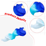 Maxbell Belly Dance Faux Silk Veil Fan Props Wedding Shows Handmade for Dancer Women Right hand blue