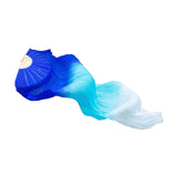Maxbell Belly Dance Faux Silk Veil Fan Props Wedding Shows Handmade for Dancer Women Left Hand blue