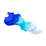 Maxbell Belly Dance Faux Silk Veil Fan Props Wedding Shows Handmade for Dancer Women Left Hand blue