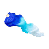 Maxbell Belly Dance Faux Silk Veil Fan Props Wedding Shows Handmade for Dancer Women Left Hand blue
