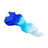 Maxbell Belly Dance Faux Silk Veil Fan Props Wedding Shows Handmade for Dancer Women Left Hand blue