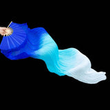 Maxbell Belly Dance Faux Silk Veil Fan Props Wedding Shows Handmade for Dancer Women Left Hand blue