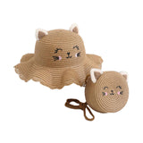 Maxbell Straw Hat and Small Bag Set Sun Hat for Outdoor Activities Vocations Holiday Khaki