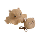 Maxbell Straw Hat and Small Bag Set Sun Hat for Outdoor Activities Vocations Holiday Khaki