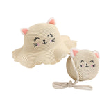 Maxbell Straw Hat and Small Bag Set Sun Hat for Outdoor Activities Vocations Holiday Beige