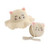 Maxbell Straw Hat and Small Bag Set Sun Hat for Outdoor Activities Vocations Holiday Beige