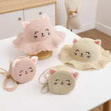 Maxbell Straw Hat and Small Bag Set Sun Hat for Outdoor Activities Vocations Holiday Beige