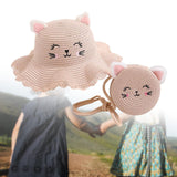 Maxbell Straw Hat and Small Bag Set Sun Hat for Outdoor Activities Vocations Holiday Pink