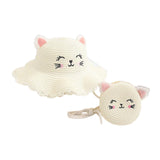 Maxbell Straw Hat and Small Bag Set Sun Hat for Outdoor Activities Vocations Holiday White