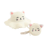 Maxbell Straw Hat and Small Bag Set Sun Hat for Outdoor Activities Vocations Holiday White