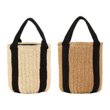 Maxbell Bucket Bag Woven Lightweight Multifunctional Handbag for Travel Parties Keys Beige White