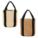 Maxbell Bucket Bag Woven Lightweight Multifunctional Handbag for Travel Parties Keys Beige White