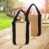 Maxbell Bucket Bag Woven Lightweight Multifunctional Handbag for Travel Parties Keys Beige White