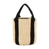 Maxbell Bucket Bag Woven Lightweight Multifunctional Handbag for Travel Parties Keys Beige White