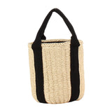 Maxbell Bucket Bag Woven Lightweight Multifunctional Handbag for Travel Parties Keys Beige White