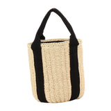 Maxbell Bucket Bag Woven Lightweight Multifunctional Handbag for Travel Parties Keys Beige White