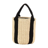 Maxbell Bucket Bag Woven Lightweight Multifunctional Handbag for Travel Parties Keys Beige White