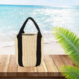 Maxbell Bucket Bag Woven Lightweight Multifunctional Handbag for Travel Parties Keys Beige White