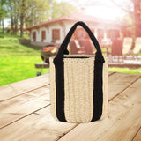 Maxbell Bucket Bag Woven Lightweight Multifunctional Handbag for Travel Parties Keys Beige White