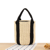 Maxbell Bucket Bag Woven Lightweight Multifunctional Handbag for Travel Parties Keys Beige White