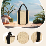 Maxbell Bucket Bag Woven Lightweight Multifunctional Handbag for Travel Parties Keys Beige White