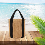 Maxbell Bucket Bag Woven Lightweight Multifunctional Handbag for Travel Parties Keys Light Brown