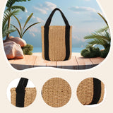 Maxbell Bucket Bag Woven Lightweight Multifunctional Handbag for Travel Parties Keys Light Brown